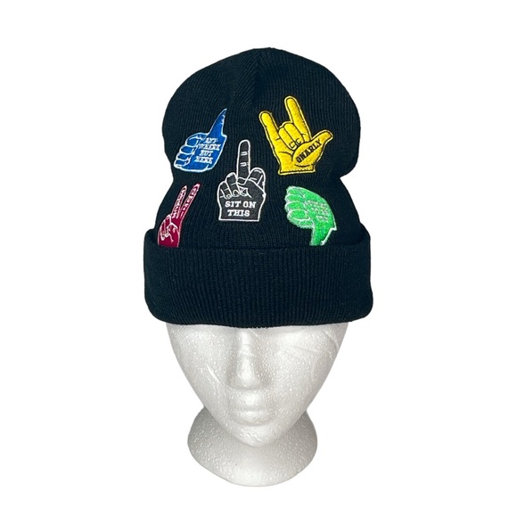 Explicit Sayings Beanie Hat Black - Picture 8 of 8